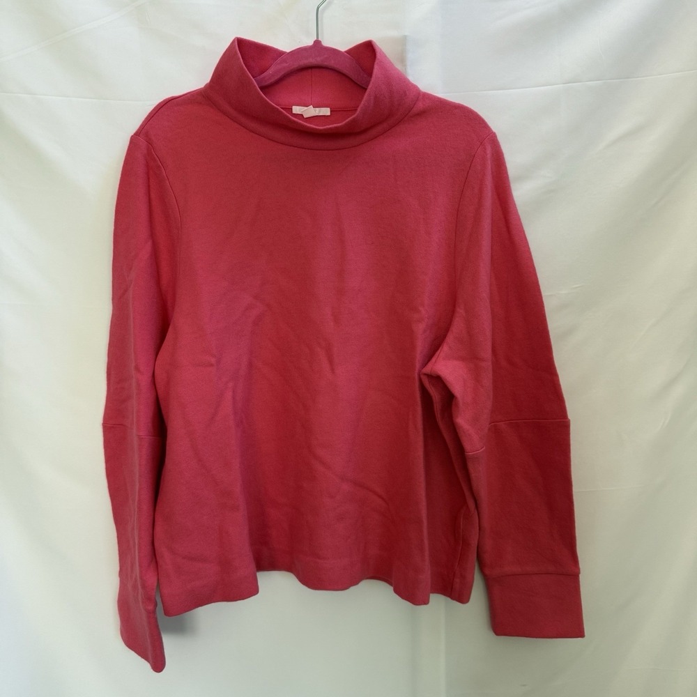 COS Women's Large Pink Mock Neck Wool Cotton Blend Sweater Oversized Luxury